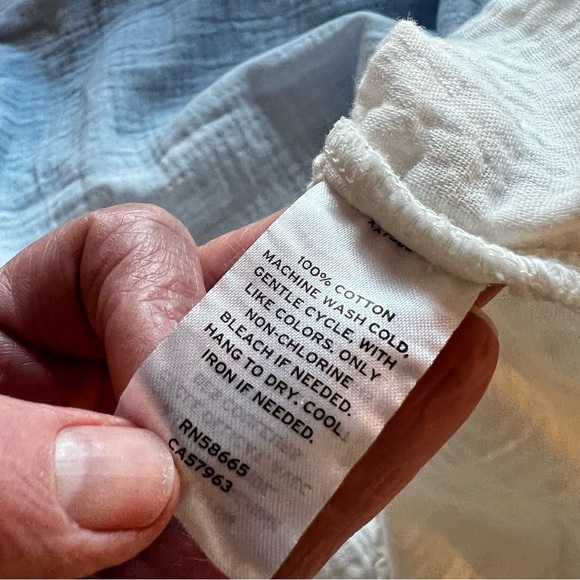 Ombre Cotton Gauze Top Blue to White Beachy Boho V Neck Tee Size XL - Picture 8 of 10